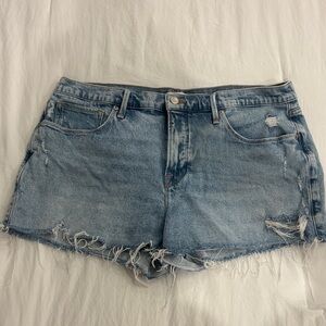 Good American Women's Light Blue Distressed Denim Shorts